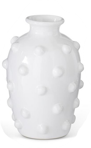 White Raised Polka Dot Vases Assorted glaze
