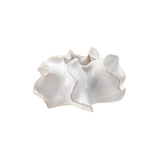 White Reactive Glaze Stoneware Ruffled Sculptural Planter