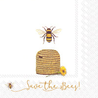 Lunch napkins with a bee and honeycomb design, and the text 'Save the Bees!' displayed.