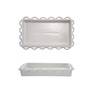 White Scalloped Napkin Holder stoneware