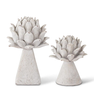 Whitewashed Resin Faux Stone Artichoke Finials Assorted