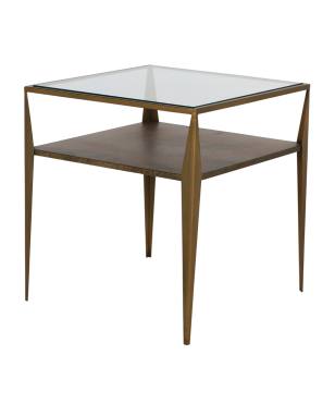 Winona Side Table slim leg shelf
glass top