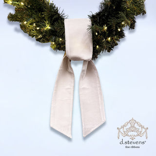 Winter White Velvet Wreath Sash with Metallic Gold Back 56" ribbon