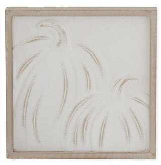Wood Framed Wheat or Pumpkin Embossed Wall Art distressed