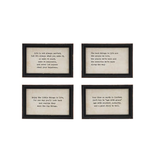 Wood Framed Wall Décor w/ Saying, Black & White, 4 Styles make it count best things in life enjoy the little things age with grace
