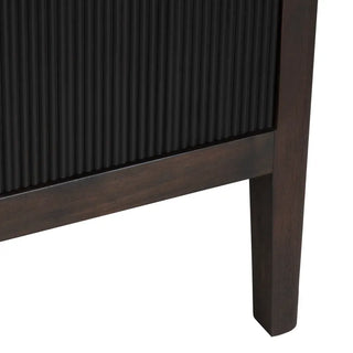 Worthington Four-Door Sideboard black and wood ribbed shelves 