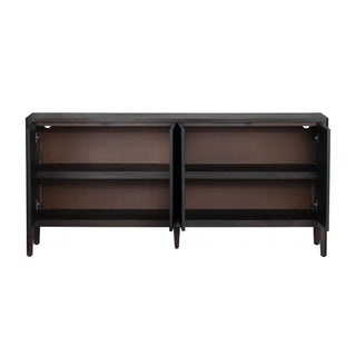 Worthington Four-Door Sideboard shelves black ribbed gold handles