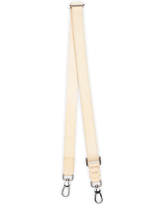 A beige natural leather slim crossbody strap with metal hardware. Consuela Diego Slim Leather Crossbody Strap