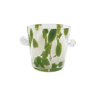 Yellow & Green Glass Ice Bucket with Handles
