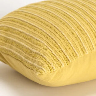 Yellow Striped Lumbar Down Alternative Filled Pillow woven tone on tone cittin