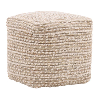 Yuri Pouf in Ivory hand woven jute