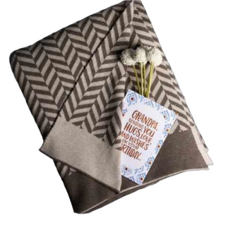 Zima Dark Brown & Pale Whisper Blanket 50"x60"