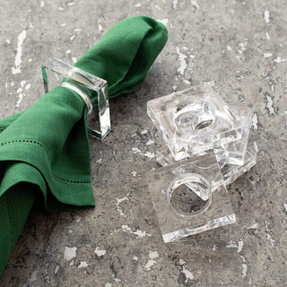 Caspari Crystal Clear Acrylic Napkin Rings Set of 4