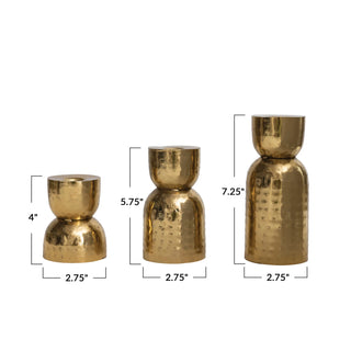 Antique Gold Hammered Metal Taper Holders Assorted