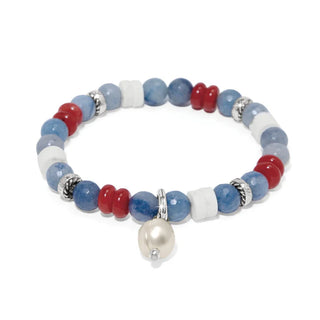 Brighton Americana Beach Pearl Charm Stretch Bracelet