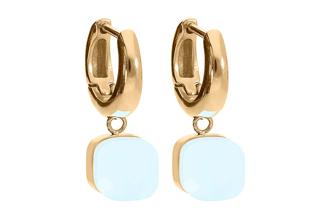QUDO Gold Firenze Earring in Artic Blue Opal