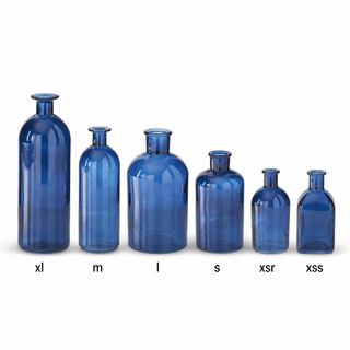 blue glass bottle vase 