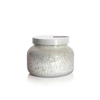 Capri Blue Chestnut Embers Holiday Mercury Jar 19oz Silver textured jar with lid on a white background