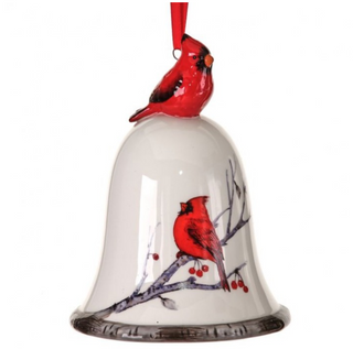 6" Dolomite Cardinal Bell Ornament