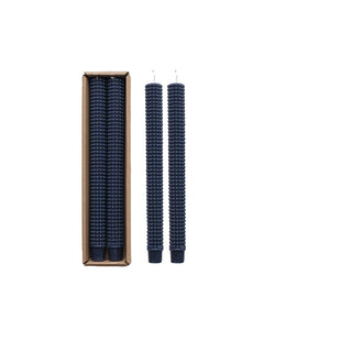 Navy Hobnail Taper Candle Set