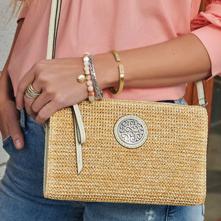 Brighton Contempo Straw Pouch in Natural/White