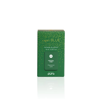 Green packaging of capri BLUE crystal pine pura refill on a white background