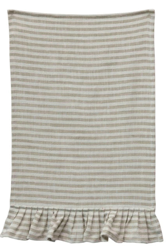 Cotton Striped Tea Towel with Ruffle Assorted