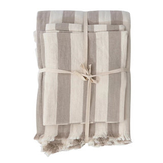 Cotton Double Cloth Bed Cover & 2 Standard Shams with Wood Buttons, King Set of 3