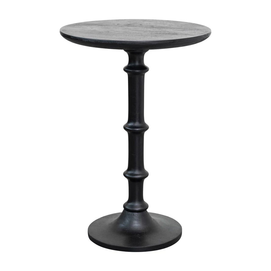 Round Mango Wood Table in Matte Black
