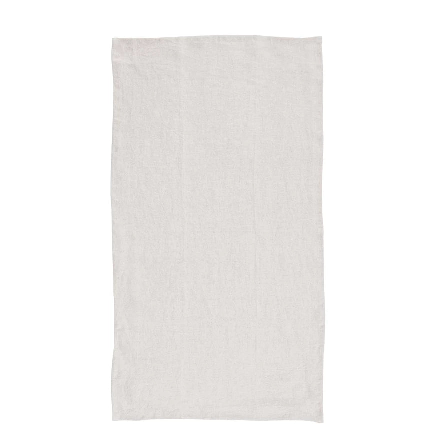 Oversized Stonewashed Linen Tea Towel in Ivory