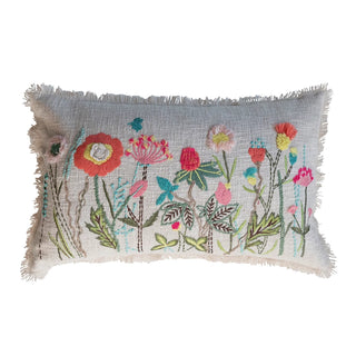Cotton Slub Floral Lumbar Pillow