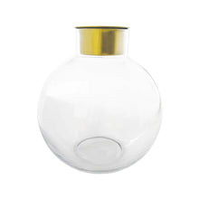 Load image into Gallery viewer, Recycled Fillable Glass &amp; Brass Tealight Holder
