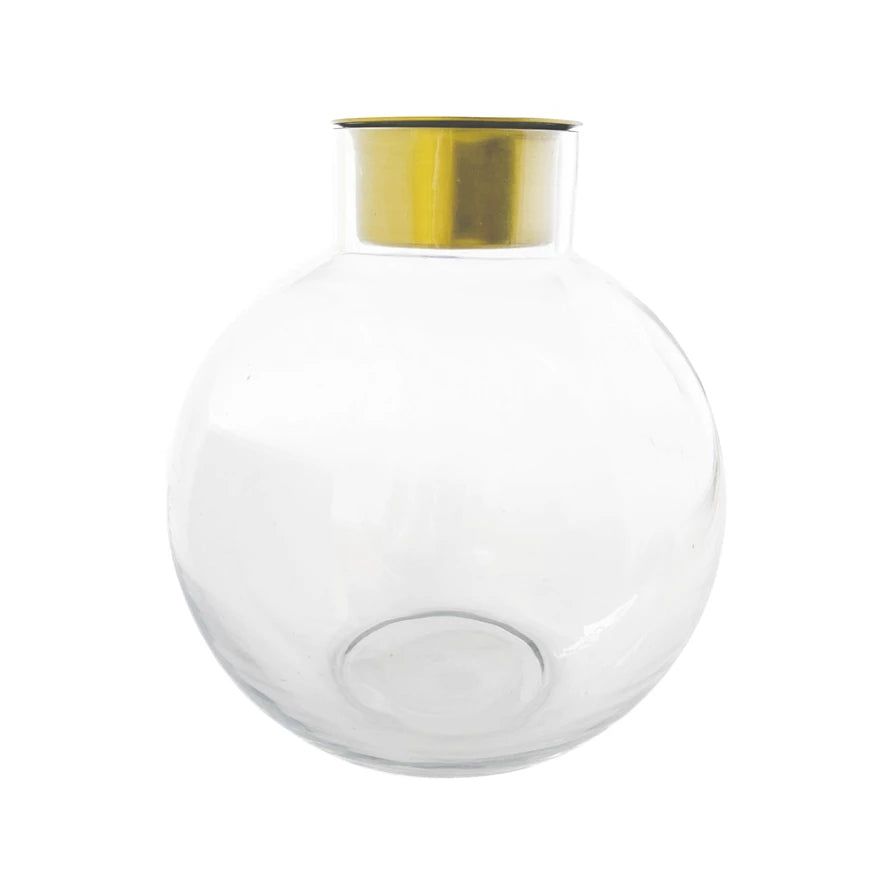 Recycled Fillable Glass & Brass Tealight Holder
