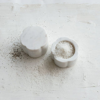 Marble Scalloped Stackable Pinch Pots with Lid