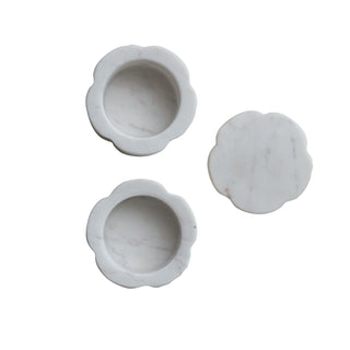 Marble Scalloped Stackable Pinch Pots with Lid
