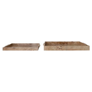 Burl Wood Veneer Tray with Handles Assorted