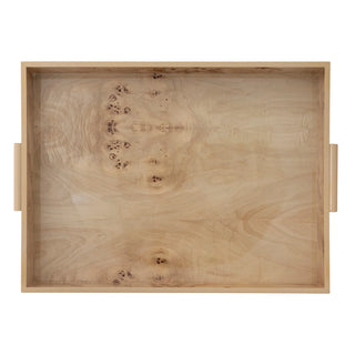 Burl Wood Veneer Tray with Handles Assorted