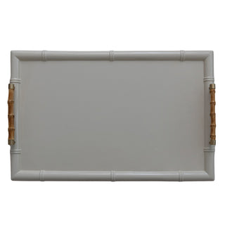 White Folding Tray Table with Bamboo Handles