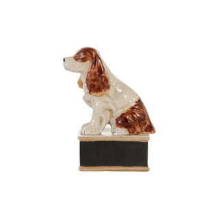 Brown & White Hand-Painted Stoneware Vintage Reproduction Spaniel
