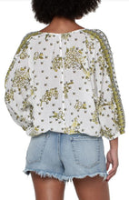 Load image into Gallery viewer, Liverpool Geo Floral Ruffle Sleeve Dolman Top
