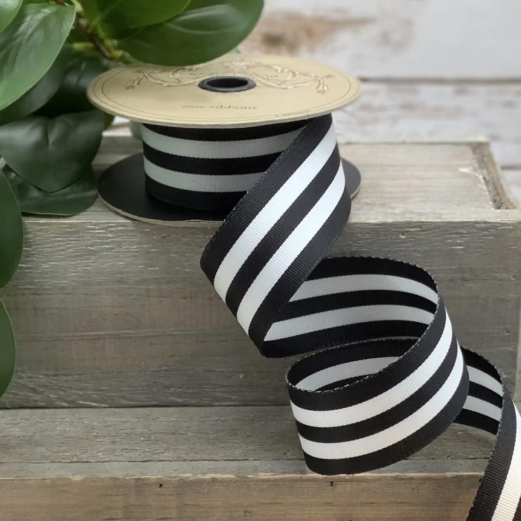 Black and White Grosgrain Ribbon Sold by the Foot
