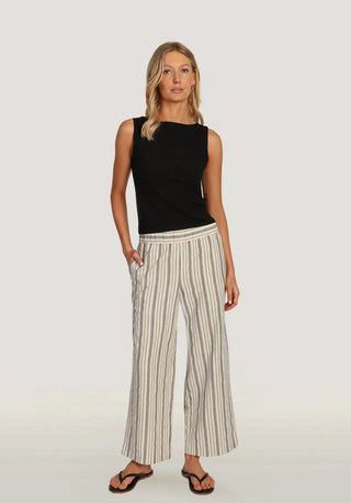dylan Sienna Pant cotton linen black natural stripe cream ivory off white