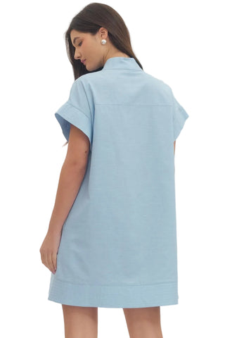 Short Sleeve Chambray Dress