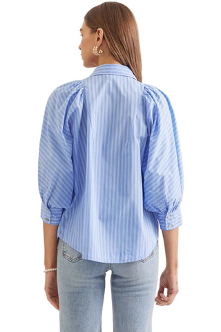 Light Blue Shirt with Red & White Stripes