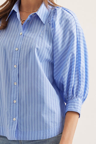 Light Blue Shirt with Red & White Stripes