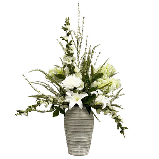 Large White Lily in Beige Vase Arrangement