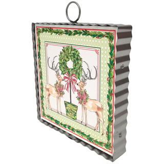Traditional Tidings Deer & Topiary Mini Metal Art