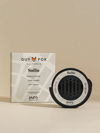 PURA Car Refill, Soho by guy fox california, soft musk, dark amber, sandalwood
