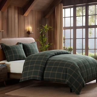 Windowpane Plaid Comforter Set in Hunter Green