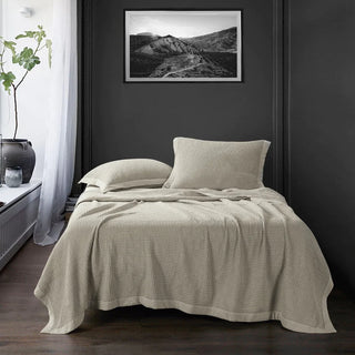 Waffle Weave Cotton Coverlet Light Tan